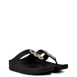 Fit Flop Thong Low Heel Wedge Flip Flops in Black