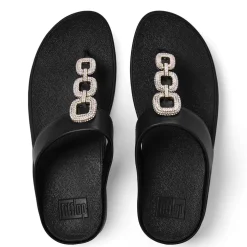 Fit Flop Thong Low Heel Wedge Flip Flops in Black