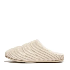 Fit Flop Womens Chrissie Fleece-Lined Corduroy Slippers in Ivory