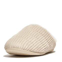 Fit Flop Womens Chrissie Fleece-Lined Corduroy Slippers in Ivory