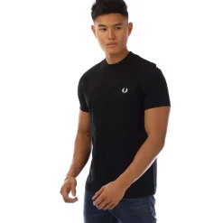 Fred Perry Abstract Soundwave Graphic T-Shirt in Black