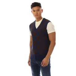Fred Perry Chequerboard Tank Top in Navy