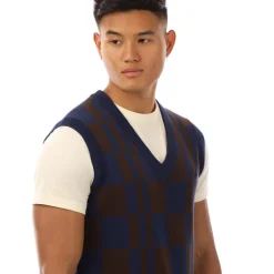 Fred Perry Chequerboard Tank Top in Navy