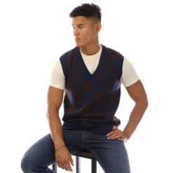 Fred Perry Chequerboard Tank Top in Navy