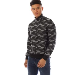 Fred Perry Chevron Striped Track Jacket in Black