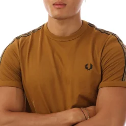 Fred Perry Contrast Tape Ringer T-Shirt in Yellow