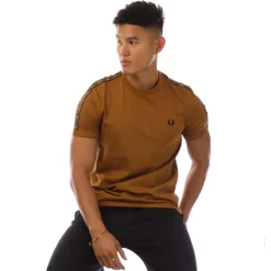 Fred Perry Contrast Tape Ringer T-Shirt in Yellow