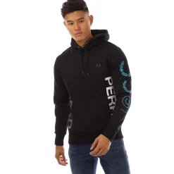Fred Perry Graphic Branding Hoodie in Black