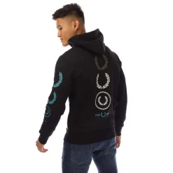 Fred Perry Graphic Branding Hoodie in Black