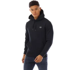 Fred Perry Graphic Cross Stitch Hoodie in Navy