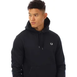 Fred Perry Graphic Cross Stitch Hoodie in Navy