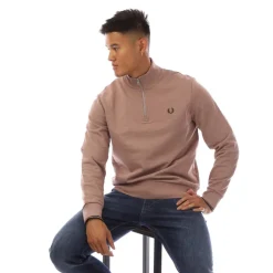 Fred Perry Half-Zip Sweatshirt in Pink