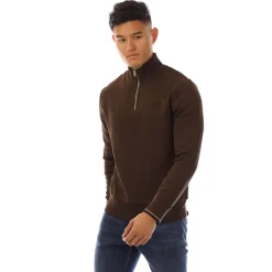 Fred Perry Half-Zip Sweatshirt in Brown