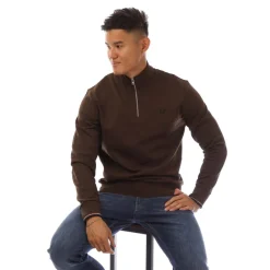 Fred Perry Half-Zip Sweatshirt in Brown