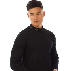 Fred Perry Laurel Wreath Neck Long Sleeve T-Shirt in Black