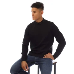 Fred Perry Laurel Wreath Neck Long Sleeve T-Shirt in Black