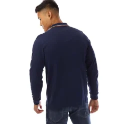 Fred Perry Long Sleeve Twin Tipped Polo Shirt in Navy