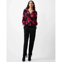 French Connection Chiara V-Neck Regular Fit Blouse in Pink