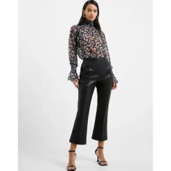 French Connection Claudia Slim Fit PU Trousers in Black