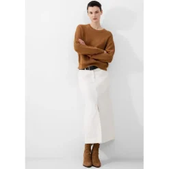 French Connection Denver Regular Fit Midi Skirt in Cream