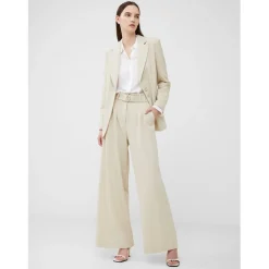French Connection Everly Long Regular Fit Blazer Jacket in Cream