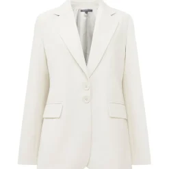 French Connection Everly Long Regular Fit Blazer Jacket in Cream