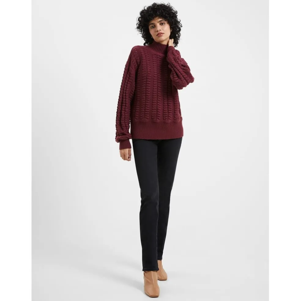 French Connection High Neck Relaxed Fit Sweater in Red