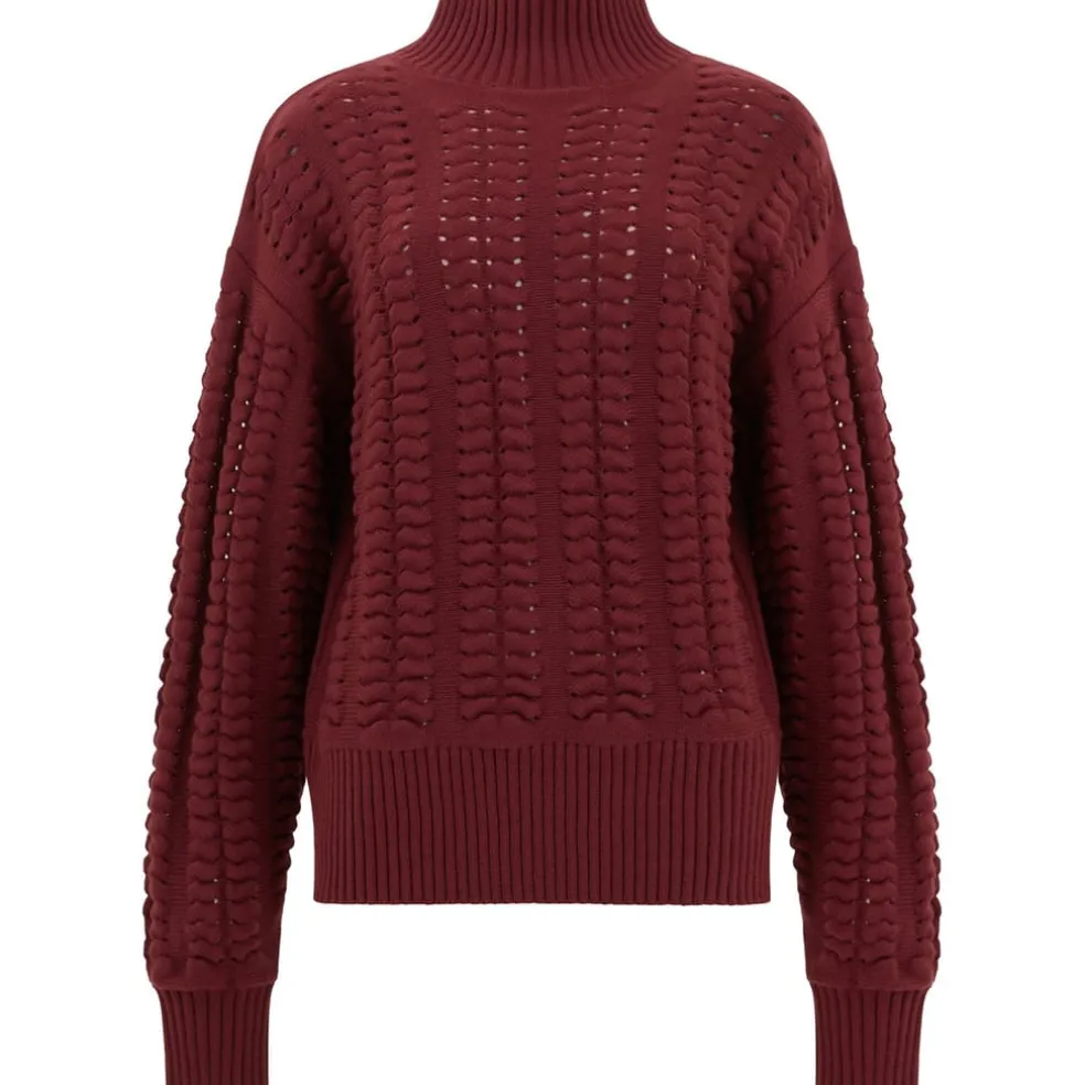 French Connection High Neck Relaxed Fit Sweater in Red
