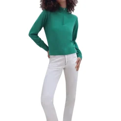 French Connection Recycled Half Zip Jumper in Green