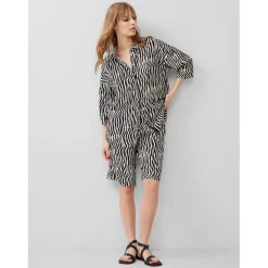 French Connection Seine Delph Collared Neck Knee Length Shirtdress in Black