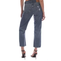 Gant Camie Relaxed Fit Cropped Ripped Jeans in Blue