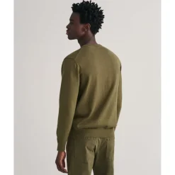 Gant Cotton Crew Neck Sweater in Green