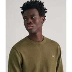 Gant Cotton Crew Neck Sweater in Green