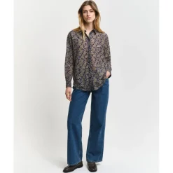 Gant Paisley Long Sleeve Regular Fit Shirt in Blue