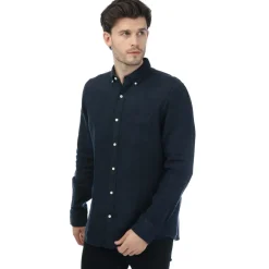 Gant Regular Fit Garment Dyed Linen Shirt in Navy