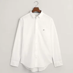 Gant Regular Fit Poplin Archive Shield Shirt in White