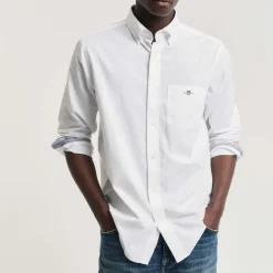 Gant Regular Fit Poplin Archive Shield Shirt in White
