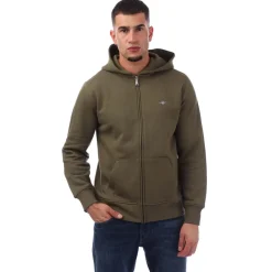 Gant Shield Logo Full Zip Hoodie in Green