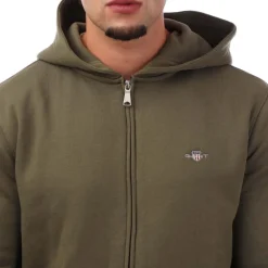 Gant Shield Logo Full Zip Hoodie in Green