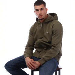 Gant Shield Logo Full Zip Hoodie in Green