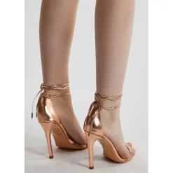 Glamorous Gold Ankle Tie High Heels in Metallics