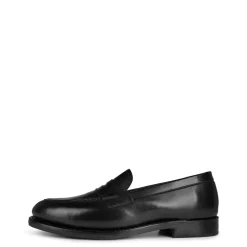 Grenson Penny Flat Heel Loafers in Black