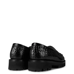 Grenson Penny Loafer Block Heel in Black