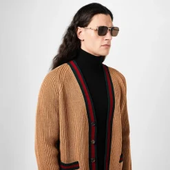 Gucci Web Pattern Sunglasses in Gold