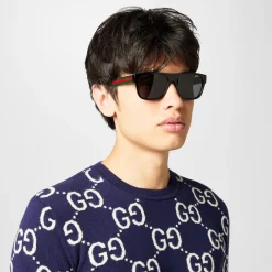 Gucci Web Square Sunglasses in Black