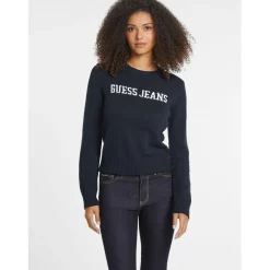 Guess Crew Neck Long Sleeve Sweater in Blue