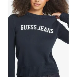 Guess Crew Neck Long Sleeve Sweater in Blue