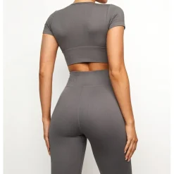 Gym King Cropped Slim Fit Crew Neck T-Shirt in Grey