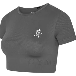 Gym King Cropped Slim Fit Crew Neck T-Shirt in Grey