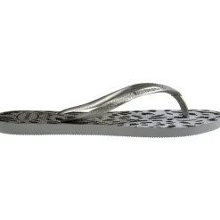 Havaianas Slim Leopard Patterned Flip Flops in Grey